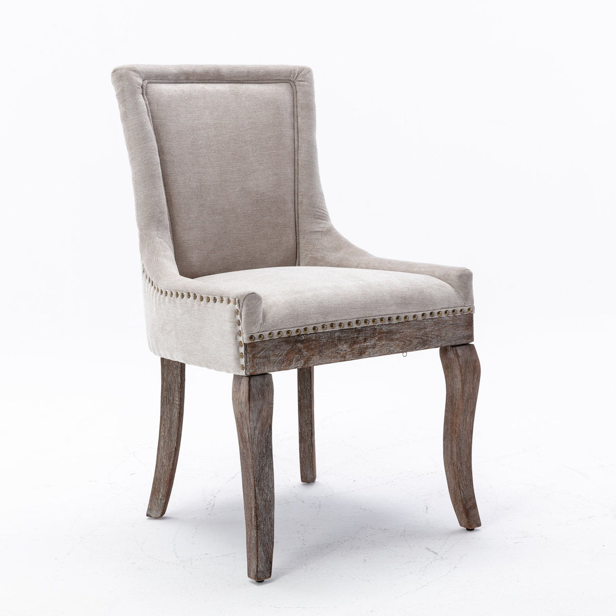 Ultra Side Dining Chair,Thickened Fabric Chairs With Neutrally Toned Solid Wood Legs, Bronze Nail Head (Set of 2) - Chair Sets - Alpine Outlets