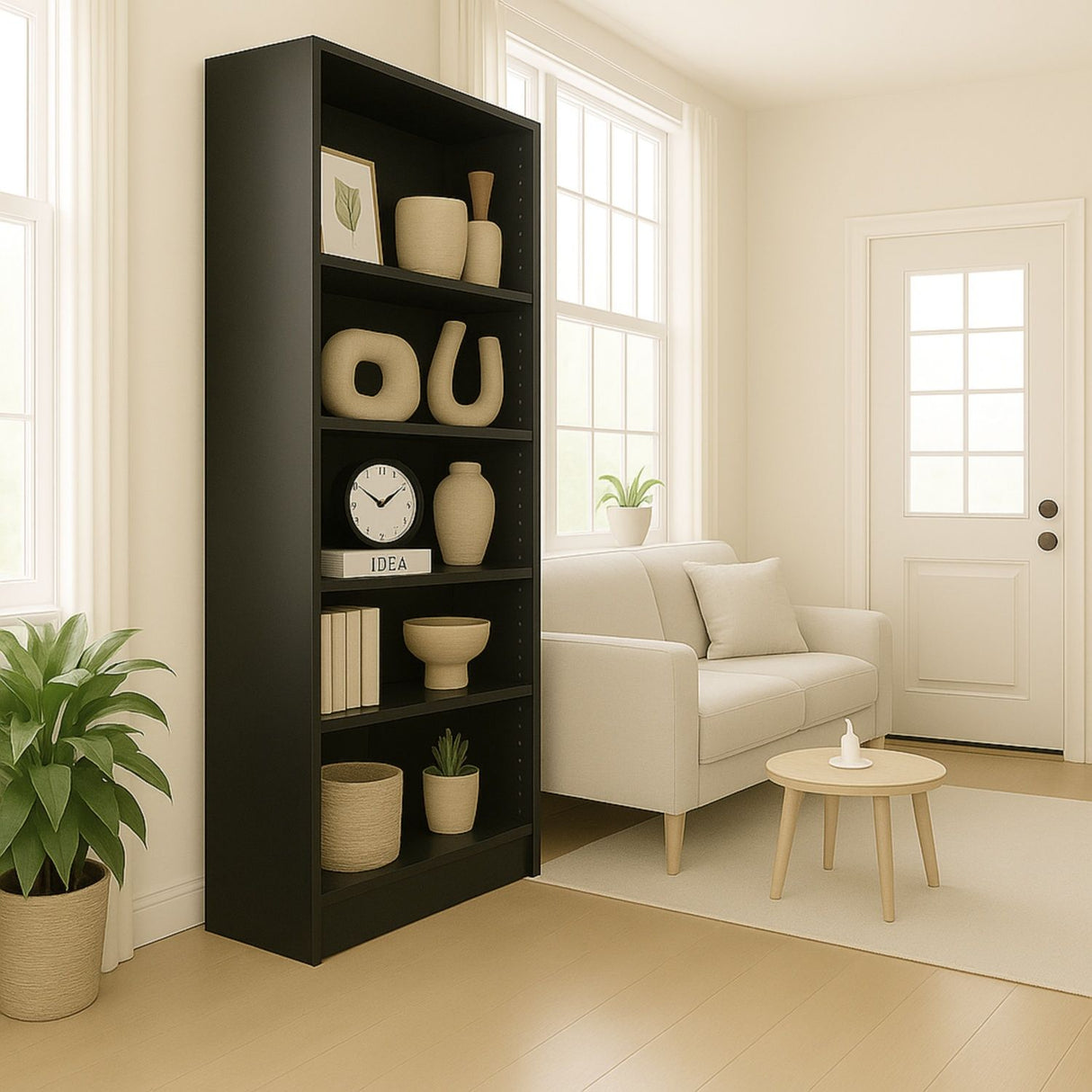 5 Tier Bookshelf Storage Cabinet With Anti-Tip Kit
