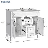 Bathroom Vanity With Top Sink, Cabinet With 2 Soft Closing Doors And Drawers