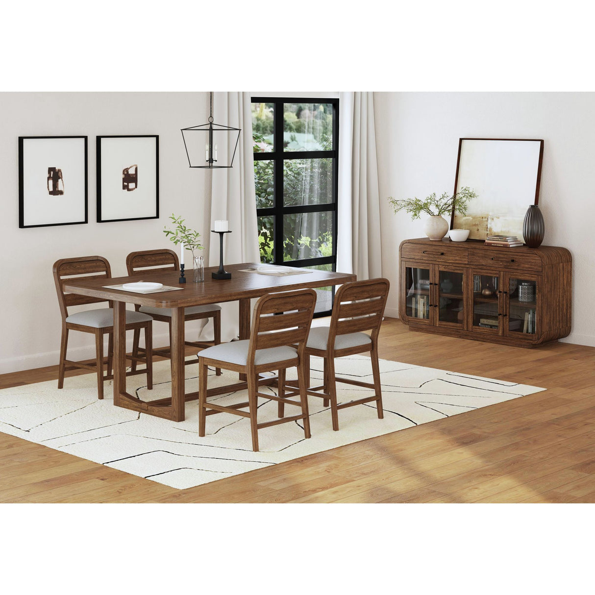 Glinda - Fabric Counter Chair (Set of 2) - Brown / Light Gray