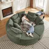 Round Oversized Sofa Bed With 5 Throw Pillows