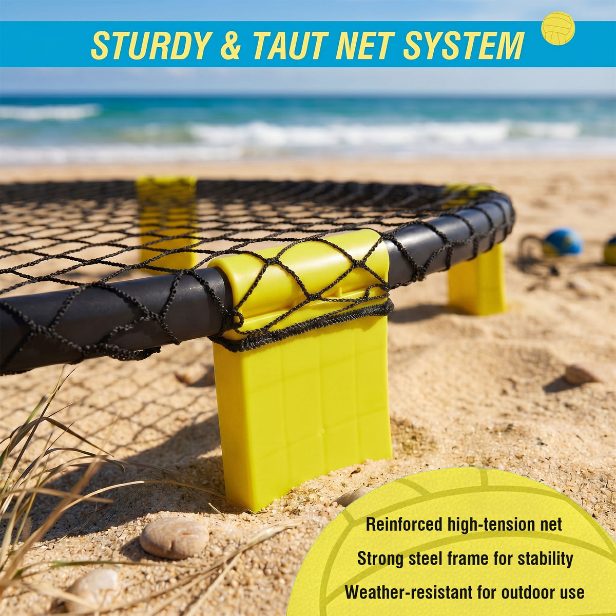 Outdoor Roundnet Game Set With 2 Balls, Sturdy Net And Carry Bag