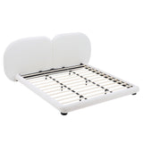 King Size Upholstered Platform Bed With Split Headboard - White
