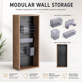 Wall Mounted Storage Cabinet With 4 Diy Accessories - Imitative Oak