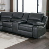 Power Reclining Sectional Sofa With 3 Adjustable Recliners, USB Ports & Cup Holders, Oversized Seating For Living Room - Black
