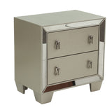 Nightstand With 2 Drawers And Mirror Accent - Silver