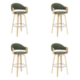 Daxton - Swivel Bar Height Round Back Wood Bar Stool With Faux Leather Seat
