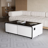 Modern Smart Coffee Table With Built-In Fridge, tooth Speaker, Wireless Charging Module, Touch Control Panel, Power Socket, USB Interface, Outlet Protection, Atmosphere Light