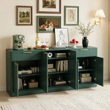 Large Fluted Buffet Sideboard, Wine Bar Storage Cabinet With 6 Doors & 2 Drawers