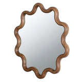 Wooden Accent Mirror With Unique Frame, Wall Mirror For Living Room Bedroom Entryway - Brown - Wall Mirrors - Alpine Outlets