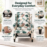 Wingback Recliner Chair With Padded Arms - Green