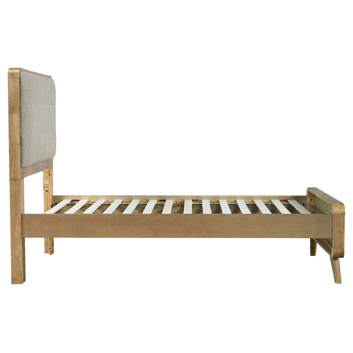 Winston - Twin Platform Bed With Tufted Upholstered Headboard - Light Ash