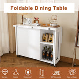 3 In 1 Foldable Side Table With 4 Storage Shelves