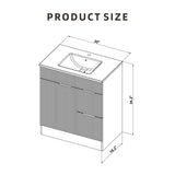 Bathroom Vanity With Sink, Freestanding Fluted Cabinet With 1 Door And 2 Drawers - Natural Walnut