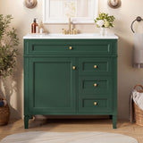 Bathroom Vanity With Sink, Rectangular Storage Cabinet & 2 Drawers And Tip Out Drawer