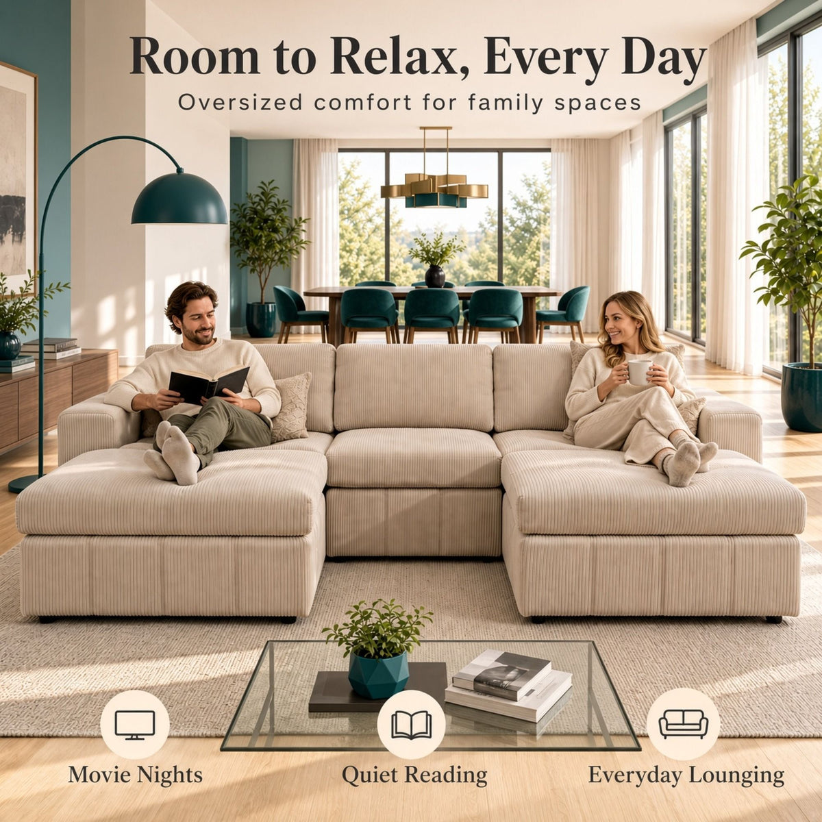 Modular Sectional Sofa, Reversible Set