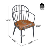 5 Piece Industrial Style Indoor Upholstered Dining Set With Metal Legs - Brown
