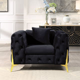Accent Chair With Diamond Button Tufting, Matching Throw Pillow