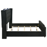 Mika - LED Upholstered Bed With Tufted Wingback Headboard And Ambient Lighting