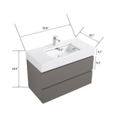 Alice - Bathroom Vanity With Sink, Large Storage Wall Mounted Floating Bathroom Vanity For Modern Bathroom, One-Piece Sink Basin Without Drain And Faucet