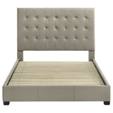 Queen Panel Platform Bed With Grid Tufted Headboard - Tan