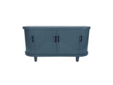 Curved Sideboard Console Cabinet with 4 Doors and Storage Shelves 47x32in Blue