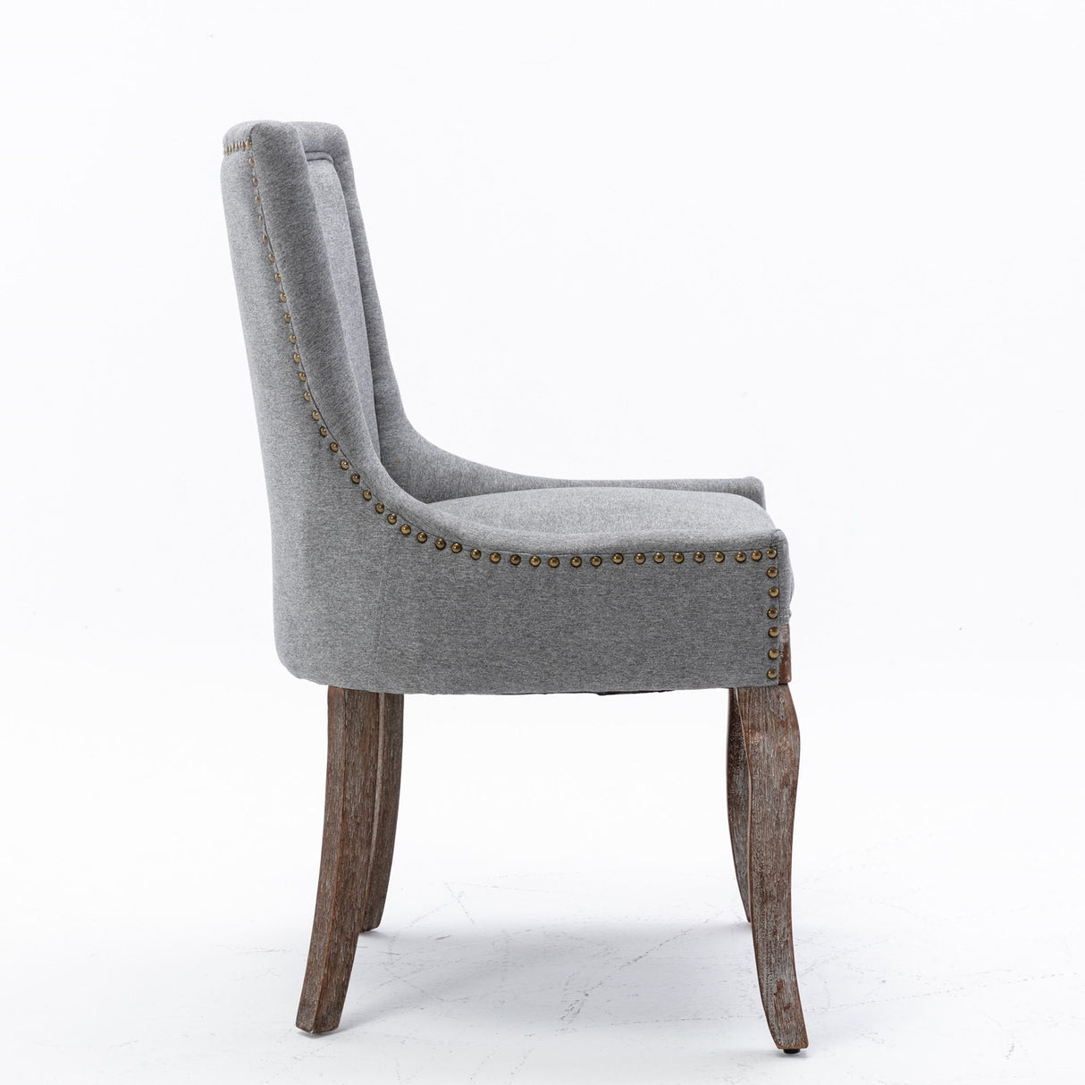 Ultra Side Dining Chair,Thickened Fabric Chairs With Neutrally Toned Solid Wood Legs, Bronze Nail Head (Set of 2) - Chair Sets - Alpine Outlets