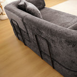 3 Seater Sofa With Built In Pet Bed Nook, Curved Design And 2 Throw Pillows