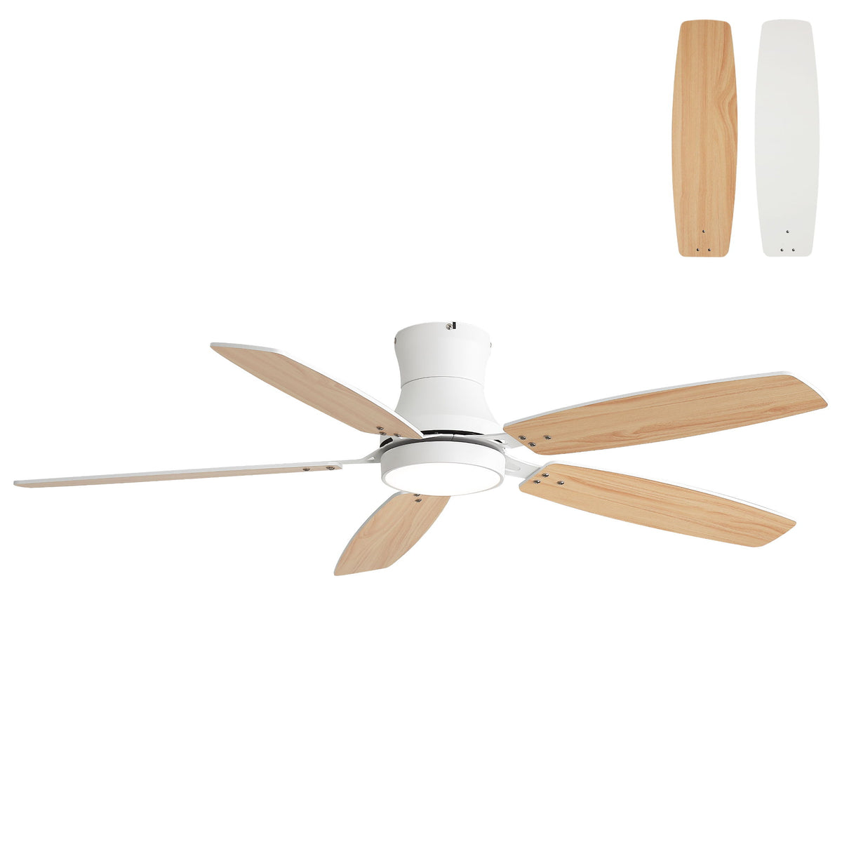 42" Ceiling Fan With Light, Tri Color Dimmable, DC Motor, 5 Blades