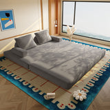 Multifunctional Convertible Sofa Bed With 2 Tumbler Backrests And 2 Pillows, Deep Seat Couch