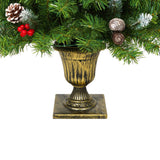 Pre Lit Artificial Christmas Tree Set With LED Lights, 3 Piece Garland And Entrance Trees, Warm Lighting, Indoor Use Only - Green