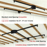 Overhead Garage Storage Rack For High Ceilings, Construction With Safety Lock - Black
