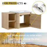 Wall Mounted Bathroom Vanity & Sink, Storage Shelves & Soft Close Door