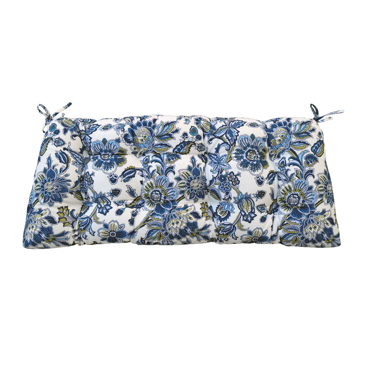 Outdoor Bench Cushions With Secure Tie Down Straps - Blue / Multi