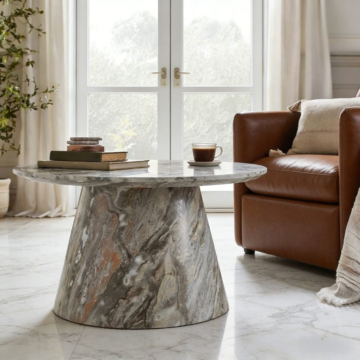 Circular Coffee Table With Adjustable Feet