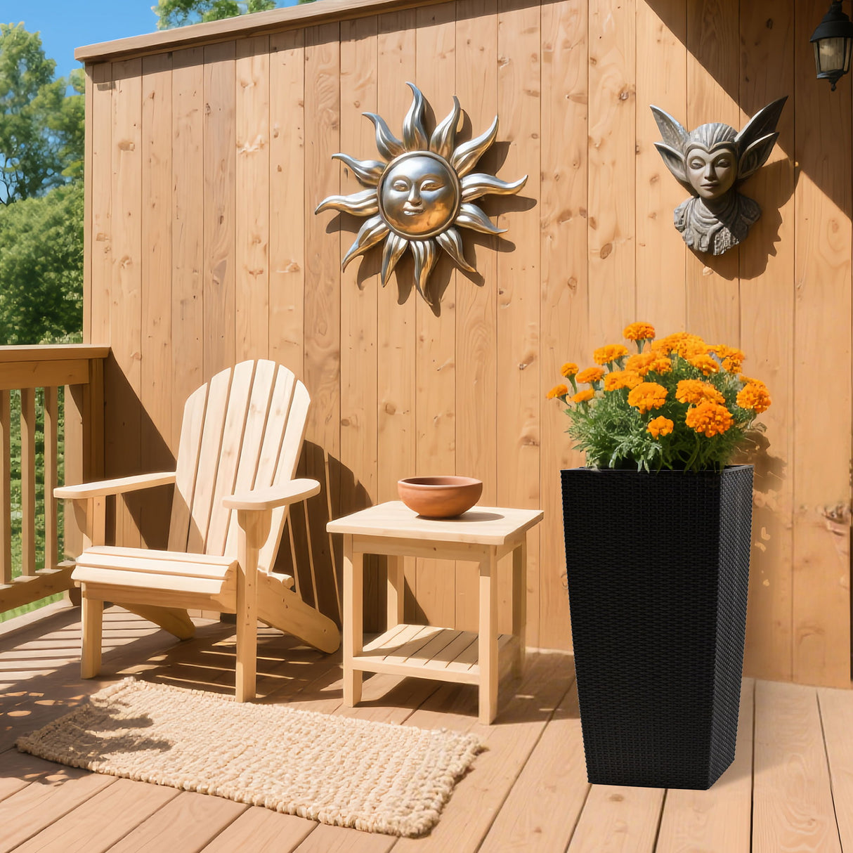 Large Self Watering Flower Pot With Drainage Holes & Inner Tray