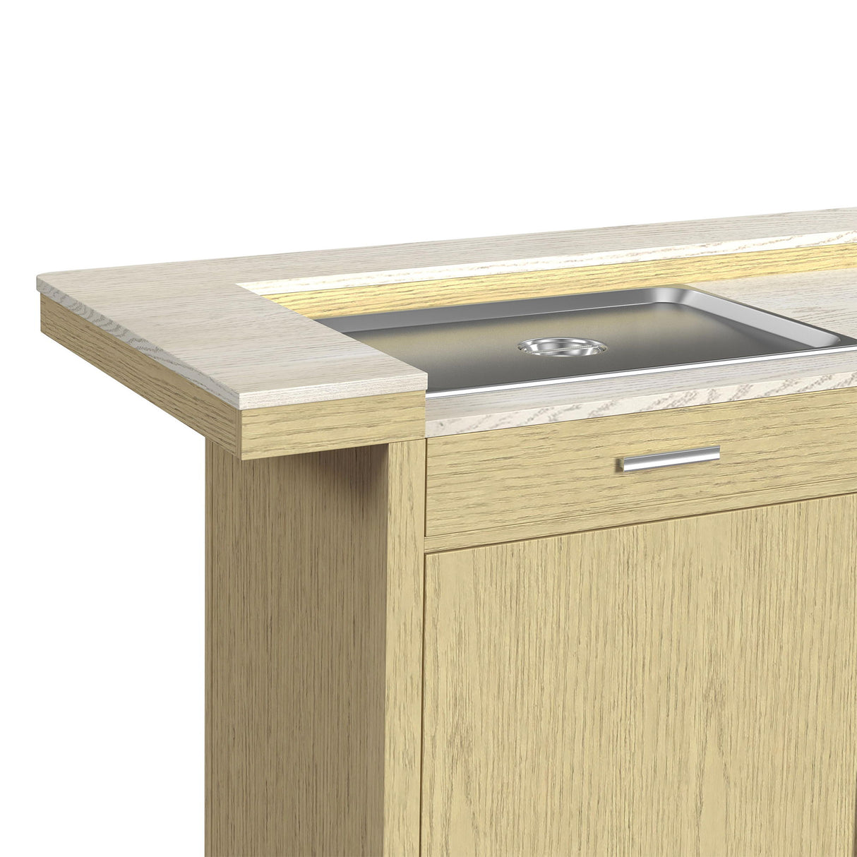 Cambrie - Bar Table With LED - Off-White And Natural