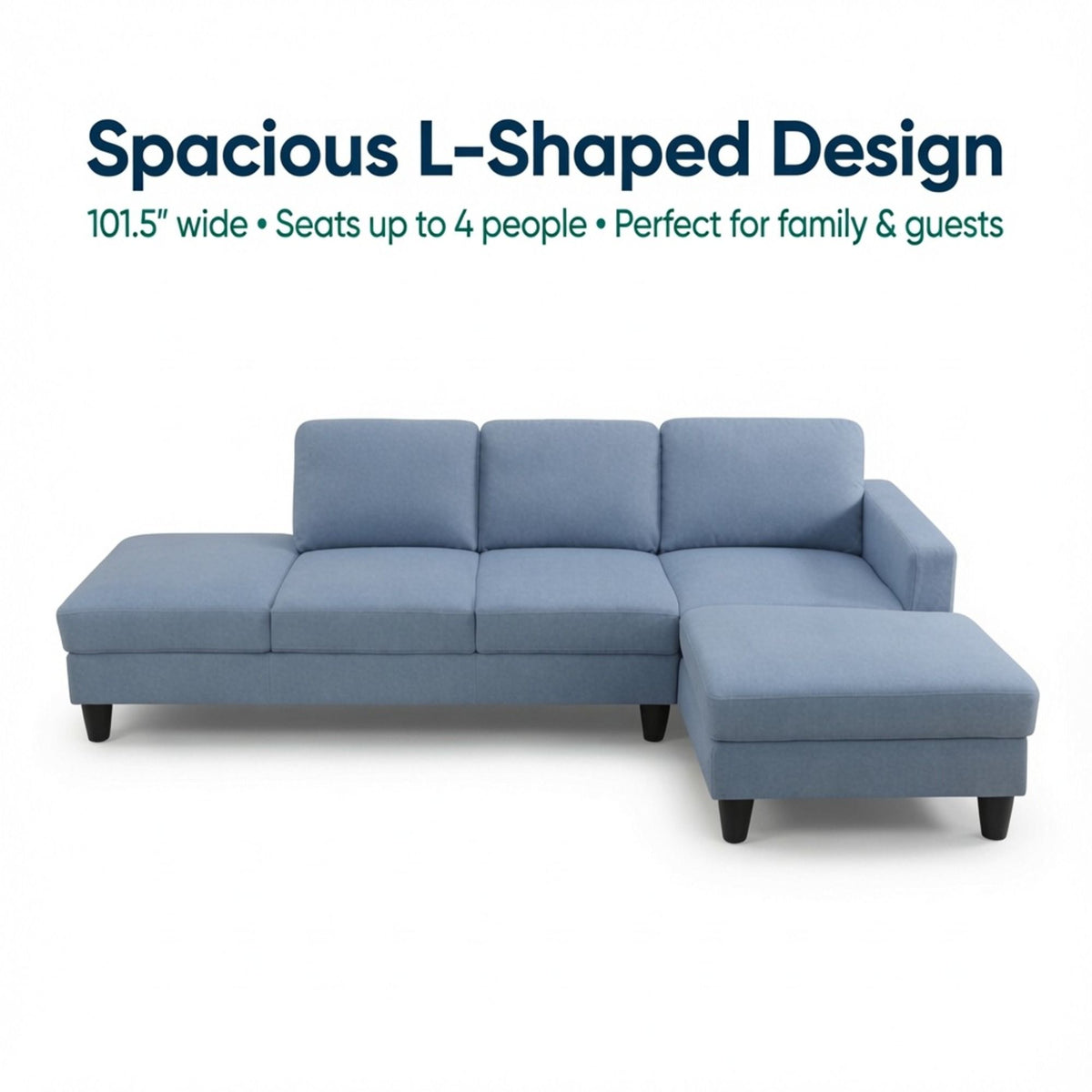 L - Shaped Sectional Sofa With Chaise & Ottoman