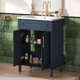 Bathroom Vanity With Integrated Sink, 2 Door Cabinet, Single Sink For Small To Medium Bathrooms