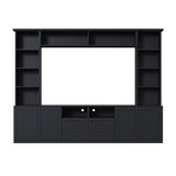 Farmhouse Elegant Entertainment Center Wall Unit With 4 Drawers