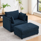 Oversized Deep Seat Accent Chair With Matching Storage Ottoman & Throw Pillows