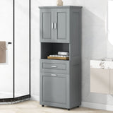 Tall Bathroom Cabinet With Tilt-Out Laundry Basket And Upper Storage