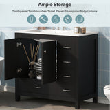 Bathroom Vanity With Sink Combo, 2 Soft Close Doors And 5 Drawers