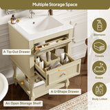 Retro Design Bathroom Vanity With Sink, 2 Drawer Storage Cabinet