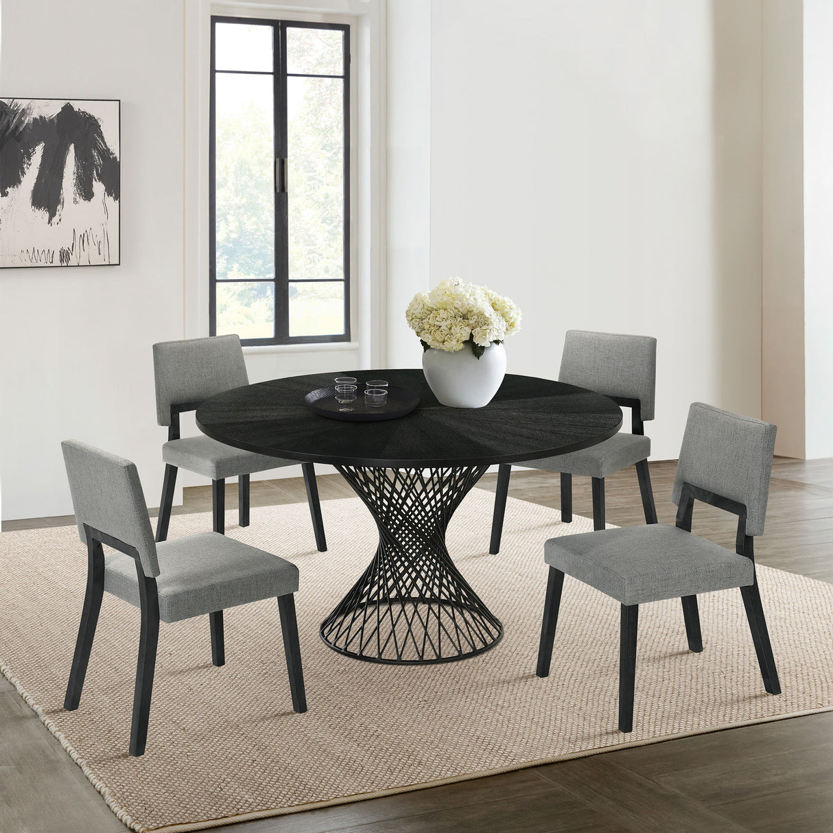 Cirque Channell - 5 Piece Dining Table Set - Charcoal