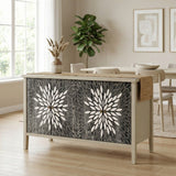 Sideboard Buffet Cabinet Carved 4 Door Storage 58in x 32in