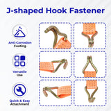 Heavy-Duty 4000LB J-Hook Fitting 1.5" ×15' Ratchet Straps | Secure Tie-Downs