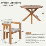 5-Piece Outdoor Acacia Wood Round Dining Set Beige Cushion
