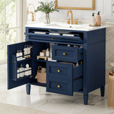 Bathroom Vanity With Top Sink, 2 Drawers, Tip Out Drawer
