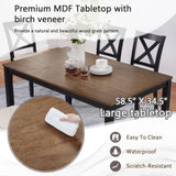 6 Piece Dining Table Set With Bench - Beige / Black / Oak